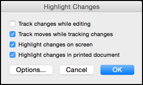 how to track changes in word mac