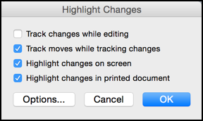 highlight changes window, ms word 14