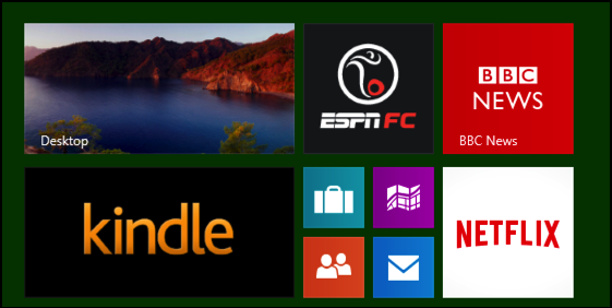 desktop and kindle app in windows 8 start screen tiles