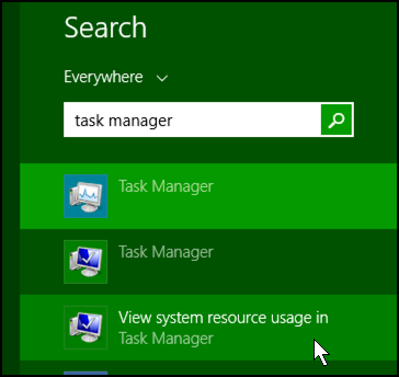 search charms bar task manager win8