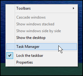 shortcut to launch task manager from taskbar