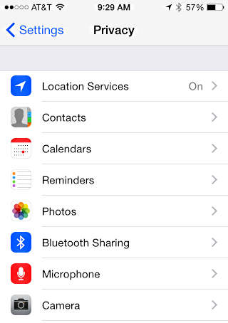 privacy settings ios 8 iphone ipad