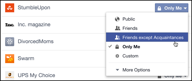 privacy options for facebook fb apps