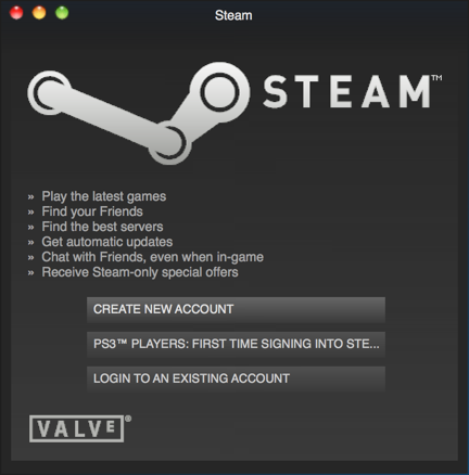 log in to create steam account