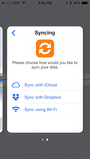 sync 1password with icloud, dropbox or wifi