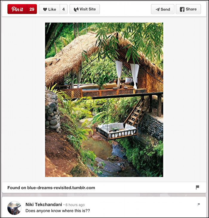 where is this amazing hotel room in the jungle as pinned posted on pinterest