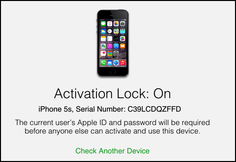 activation lock status: on