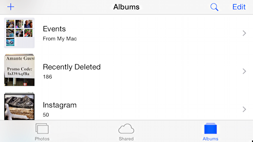 recently deleted album in photos app ios8