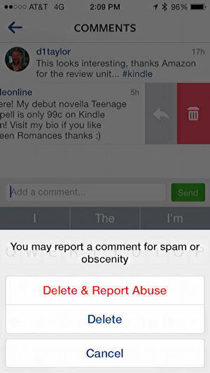 are you sure you want to remove delete instagram photo posting comment spam