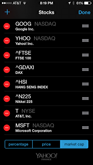 new stock listed at bottom of stocks and tickers list, stocks app on ipad