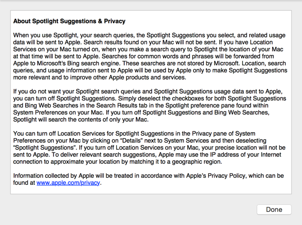 mac os x 10.10 yosemite spotlight privacy suggestions and tips