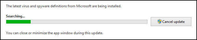 searching for virus definition updates windows 8.1
