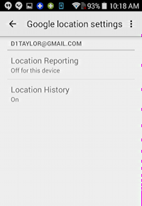android location reporting and location history settings