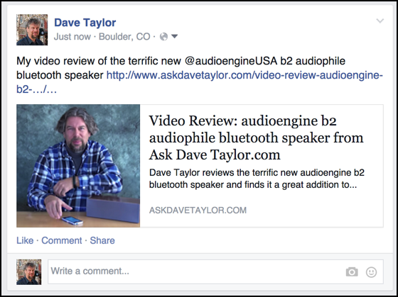 facebook status update link to web page blog 