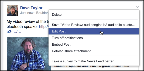 edit post facebook face book fb status update