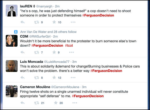 what people are saying on twitter about michael brown ferguson decision