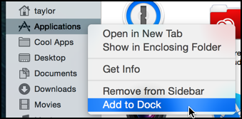 add finder folder to dock