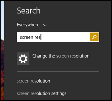 search for screen resolution win8 windows 8