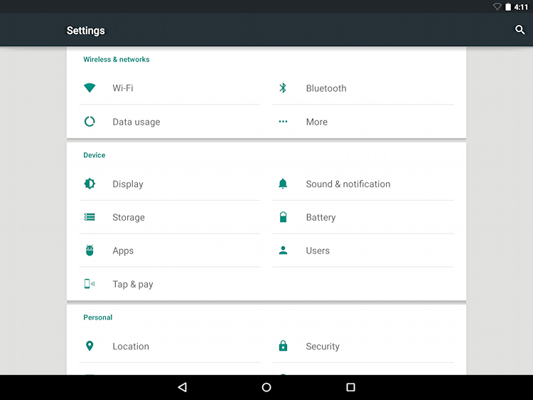 android 5.0 settings