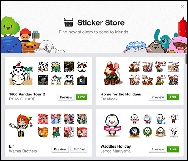 facebook fb main stickers store page list