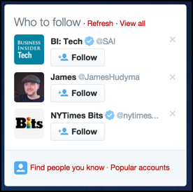 recommendations on who to follow on twitter