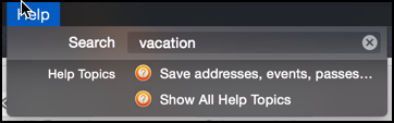 no match for vacation in apple mail help query