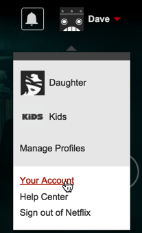 netflix account options menu