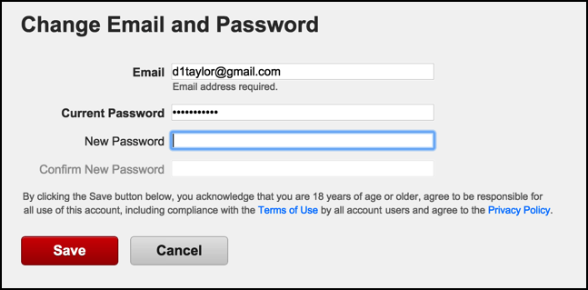 update email and password on netflix