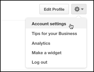 pinterest account settings menu 