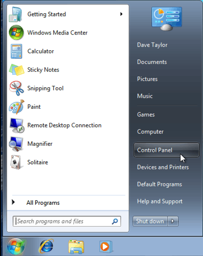 start menu in microsoft windows 7