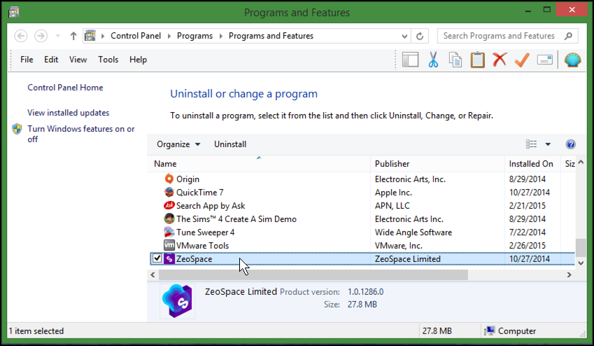 add or remove programs windows 8 win8