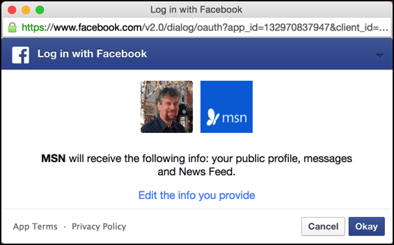 permission sought requested facebook msn.com 