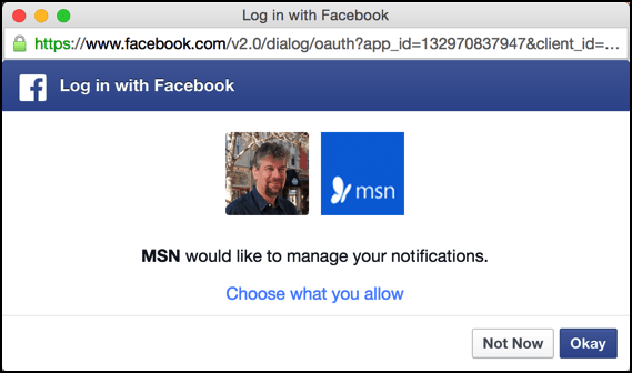 msn.com manage facebook notifications