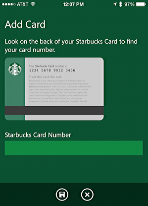 add a starbucks card number