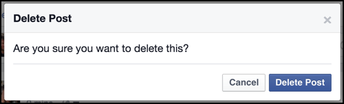 are you sure you want to delete this facebook update?