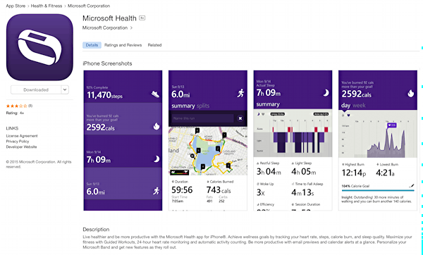 microsoft health app for apple iphone 6 plus ios 8 ios8