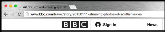 google chrome nav bar with bbc URL shown