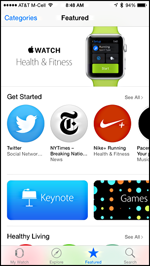 featured apps iwatch apple watch app store iphone 