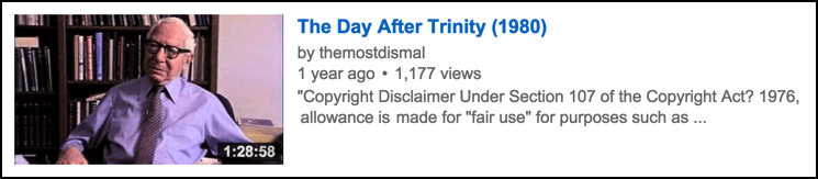 the day after trinity film, as found on youtube.com