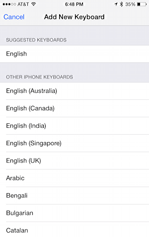 various keyboards available in ios 8.3
