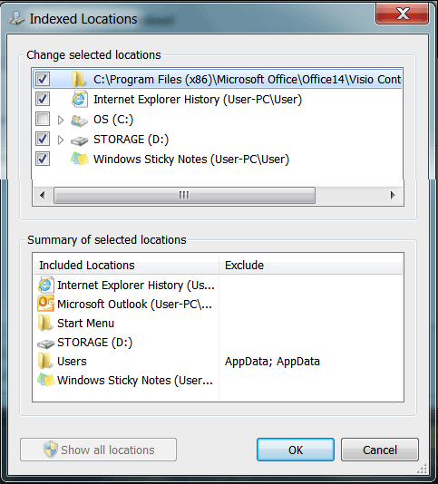 exclude files or folders from win7 indexing