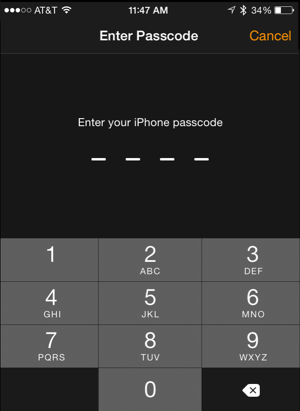 confirm your admin access pin code apple iphone 6 plus