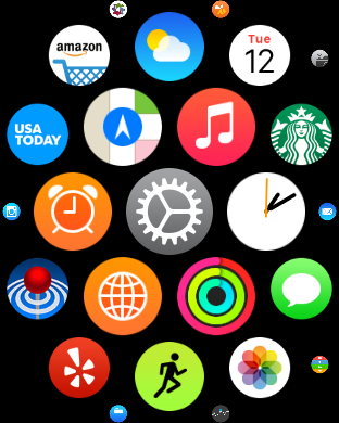 apple watch apps, settings icon centered
