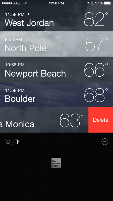 how to delete a city from weather app iphone ios8