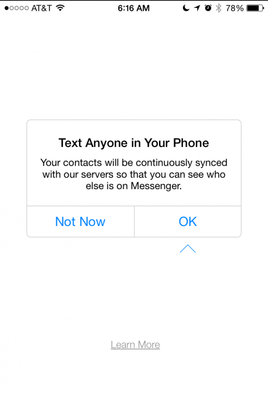 allow messenger to access your contacts? iphone