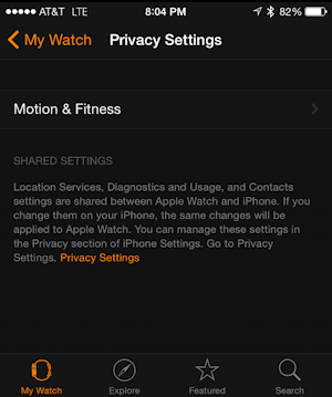 motion & fitness, apple watch app