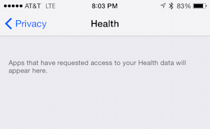 settings > privacy > health