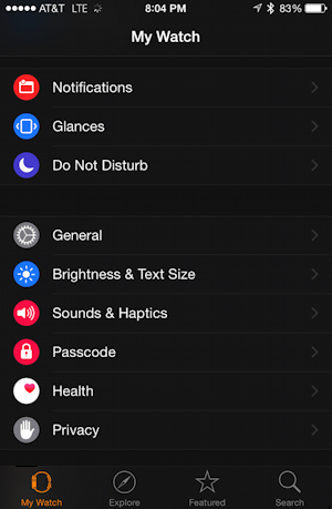apple watch app on iphone, privacy 