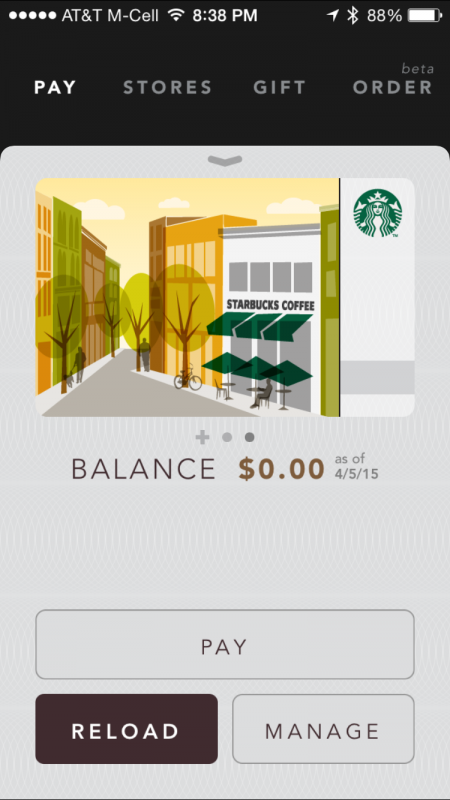 menu replaced by order, starbucks app on apple iphone 6 plus