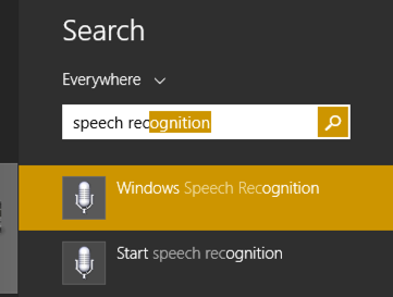 search win8 for speech recognition